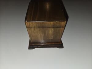 Wooden Trinket Box Footed Square Brown Keepsake Jewelry Storage Removable Lid